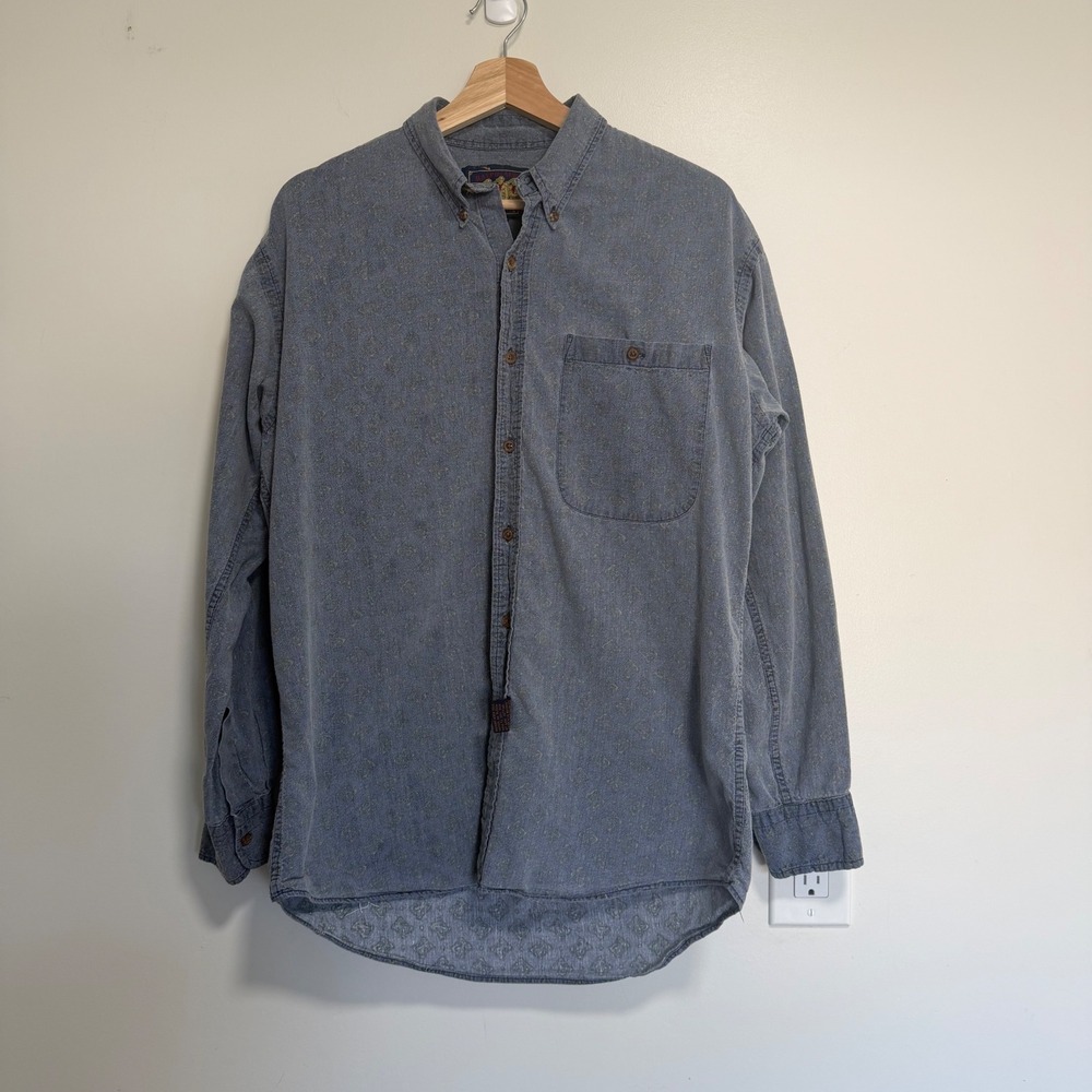 Vintage Chaps Ralph Lauren Geometric Print Button Down Shirt Mens M Retro